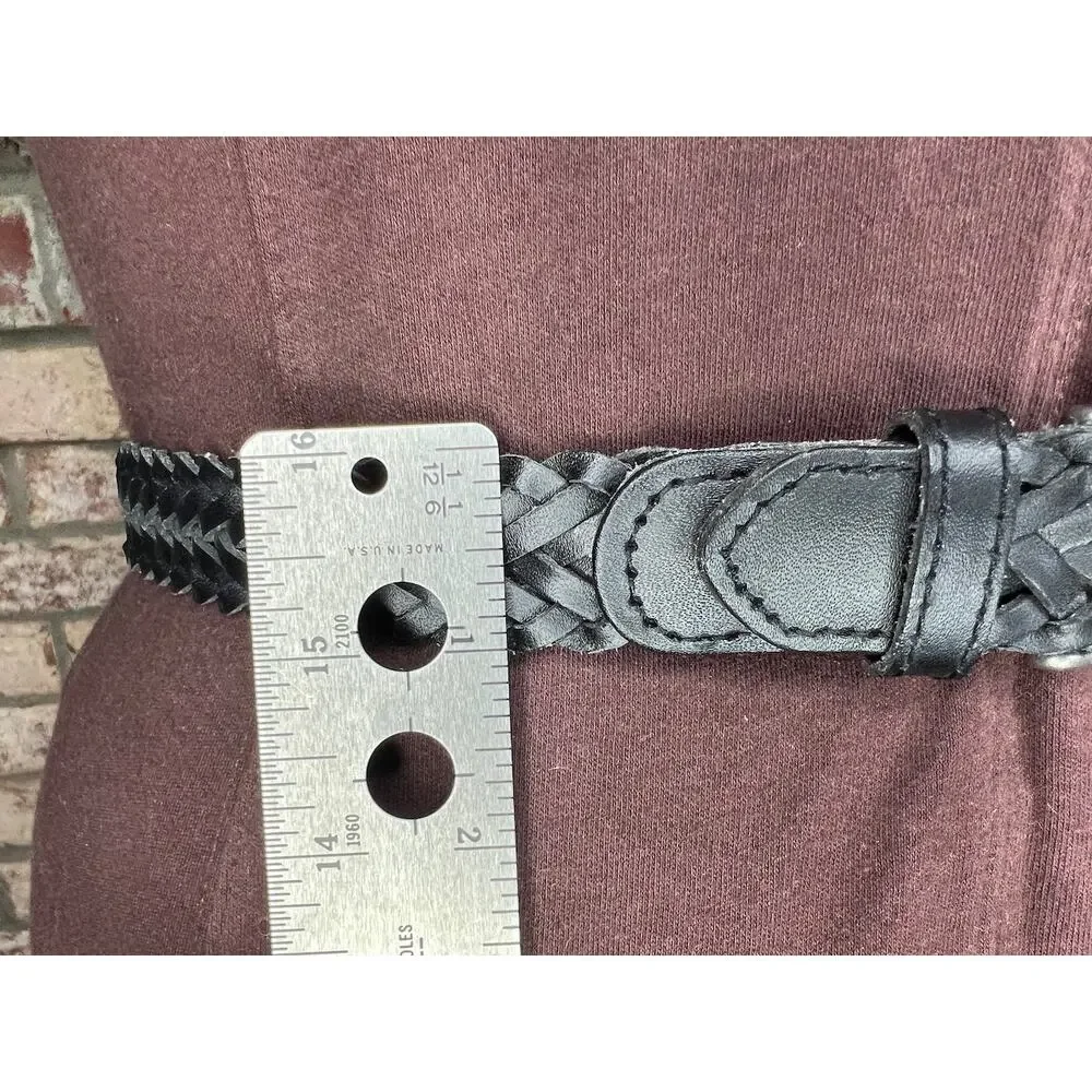 split leather belt black 1980s